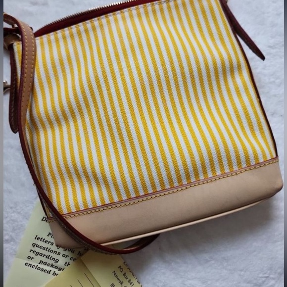 Vintage Dooney & Bourke Letter Carrier Messenger Bag | Yellow & White Stripe - Picture 7 of 7